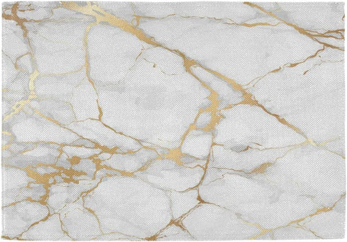 One Bear Marble Placemats White and Gold Texture Placemat Table Mats Non Slip Heat Resistant Placemats for Dining Table Kitchen Holiday Party Set of 6