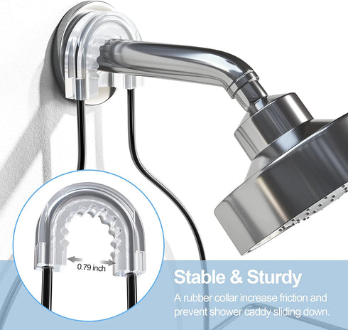 SRIWATANA Shower Caddy Hanging Over Head, Bathroom Shower Organizer Shower Rack Holder with Hooks for Razors - Black