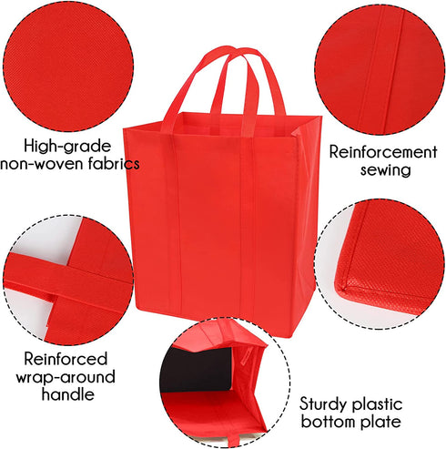 Shindel 12 Pack Reusable Grocery Tote Bag, Reinforced Handle Grocery Bags Heavy Duty Large Shopping Totes, Kitchen Reusable Grocery Bags, 15x13 inch