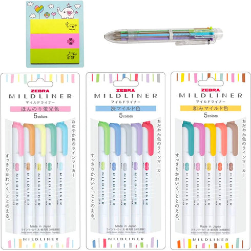 Zebra Mild liner 15 Color Set - Double-Sided Highlighter Pens