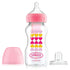 Dr. Brown’s Natural Flow® Anti-Colic Options+™ Wide-Neck Sippy Bottle Starter Kit, 9oz/270mL, with Level 3 Medium-Fast Flow Nipple and 100% Silicone Soft Sippy Spout, Pink, 6m+