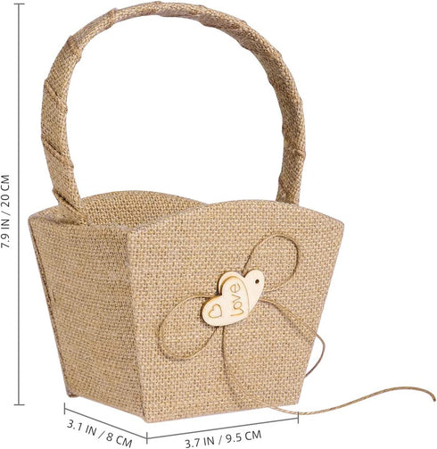 WINOMO Double Heart Wedding Flower Girl Basket with Bowknot