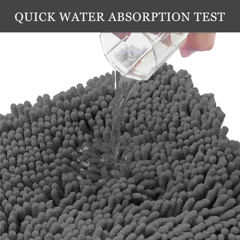Luxury Chenille Bathroom Rug,20x32 inches,Extra Soft and Cozy, Non-Slip,Super Absorbent Water, Machine Wash Dry, Shaggy Chenille Bath Mats for Bathroom Bedroom,Charcoal