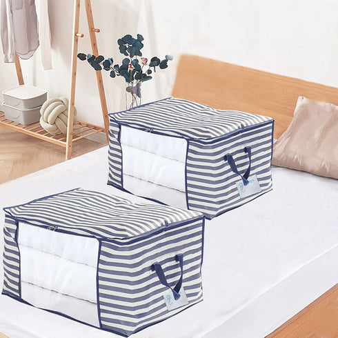 Fajyaz 105L Clothing Storage Bags, Blankets, And Quilts Storage Bags With Zippers(3 Pack)Foldable Organizer With Reinforced Handle?Clear Window