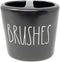 Rae Dunn BRUSHES Holder - allside black ceramic - Toothbrush holder
