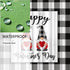 Valentines Day Gnomes Shower Curtain Buffalo Plaid on Black White Grey Farmhouse Check Background Happy Valentines Day Fabric Shower Curtains for Bathroom Waterproof, 72" x 72"