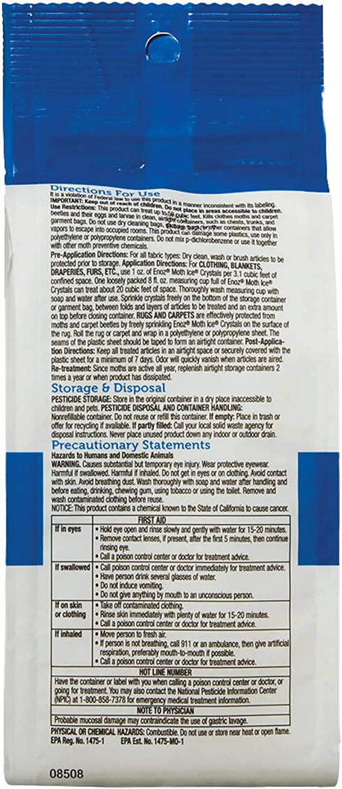 Enoz Moth Ice Crystals, Kills Clothes Moths and Carpet Beetles, No Clinging Odor, 16 Oz (Pack of 4)
