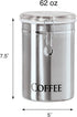 Oggi Coffee Canister, 5" x 7.75", Stainless Steel