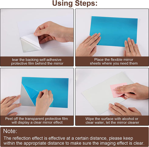 30 Pieces Flexible Mirror Sheets Self Adhesive Non Glass Mirror Tiles Mirror Stickers for Home Wall Decor (6 x 9 Inch)