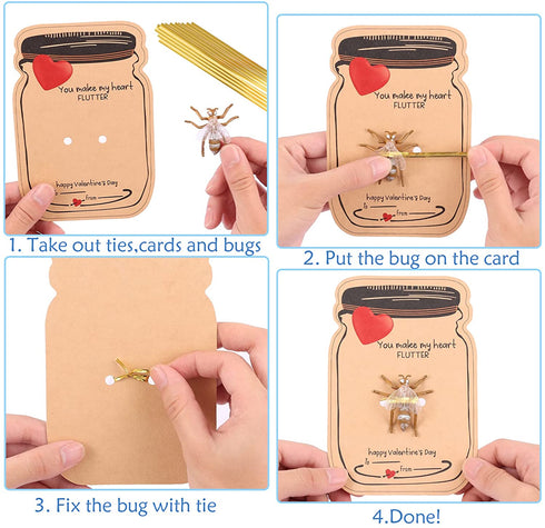 Valentines Day Gifts Cards for Kids, 30 Pack Love Bug Card Bulk with 10 Different Valentines Bugs Toy - Funny Children Valentine Exchange Cards for Boys Girls School Class Classroom Party Favors