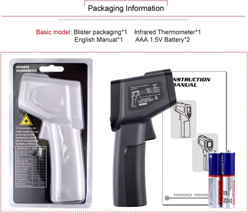 Kaemeasu Digital Infrared Thermometer -58„‰-1022„‰ (-50„ƒ to 550„ƒ) High Precision Handheld Non-Contact Electronic Thermometer Pyrometer IR Laser Point Gun KM-550