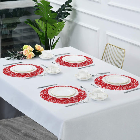 Blueangle Red Hearts and Arrows Round Placemats Set of 6, Kitchen Dining Table Valentine's Day Decoration