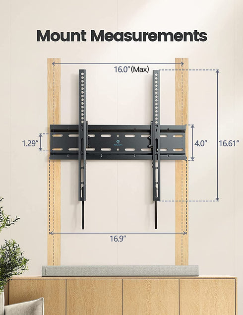 PERLESMITH Tilting TV Wall Mount Bracket Low Profile for Most 23-55 inch LED LCD OLED, Plasma Flat Screen TVs with VESA 400x400mm Weight up to 115lbs