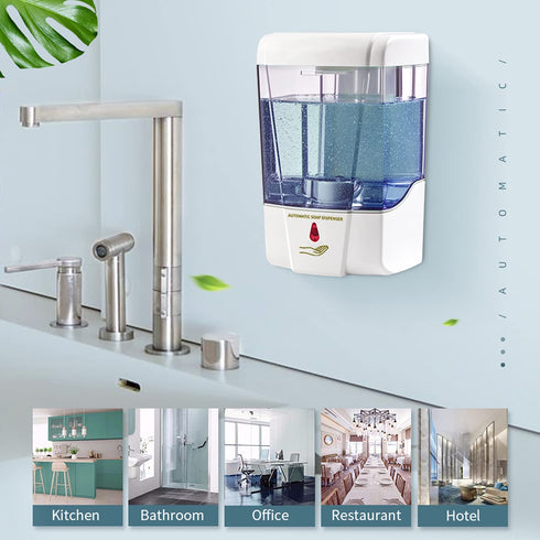 Hand Sanitizer Dispenser, Automatic Touchless Soap Dispenser, Infrared Sensor 600ml Gel/Liquid Soap Dispenser Wall Mount Operated for Hospital,Airport,Kitchen,Bathroom,Hotel¦ (White)