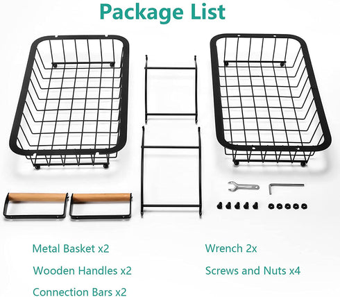 2 Tier Fruit Basket for Kitchen - Countertop Fruits Vegetable Bowl Detachable Metal Rectangular Wire Basket Stand Holder for Fruits Veggies Bread Snacks Organizer Storage