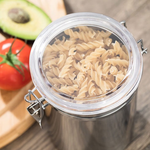 Stainless Steel Canisters for the Kitchen - Beautiful Airtight for Kitchen Counter, Medium 64 fl oz, Food Storage Container, Tea Coffee Sugar Flour Canisters by SilverOnyx - Medium 64oz - 1 Piece