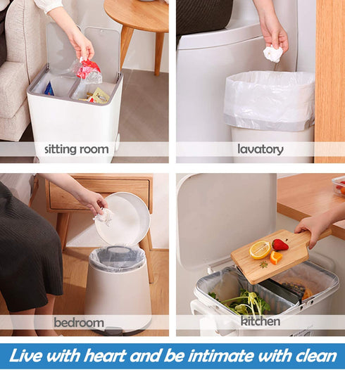 Trash Bags 13 Gallon Tall Kitchen Drawstring Garbage Bags, Biodegradable Clear Medium Strong Trash-Can-Liner for Home Bathroom Office (White, 100 Count)