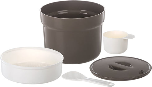 Progressive International Microwave Rice Cooker, 5 Piece Set, Gray