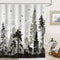 Bonhause Forest Deer Shower Curtain with 12 Hooks Pine Tree and Birds Decorative Bath Curtain 72 x 72 Inch Polyester Fabric Machine Washable Waterproof Bathroom Curtain