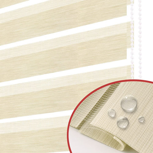 KCO Zebra Blinds for Windows, Dual Layer Roller Sheer Shades Blinds for Day and Night, Light Control Window Treatments Shades with Valance Cover, 40" W x 72" L, Striped Beige