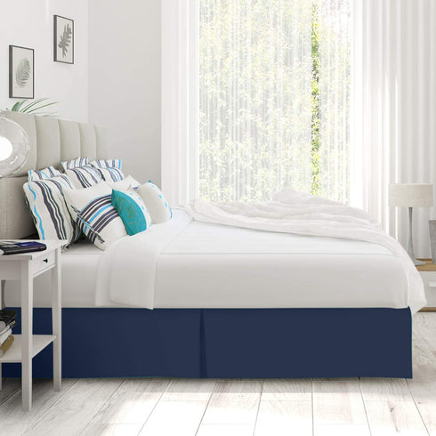 Nestl Pleated Bed Skirt, Easy Fit Bed Skirt, 14 Inch Tailored Drop Bed Skirt, Soft Double Brushed Premium Microfiber Ruffle Bed Skirt, Luxury Bedskirt, Hotel Bed Ruffle, King Bed Skirt Dark Blue