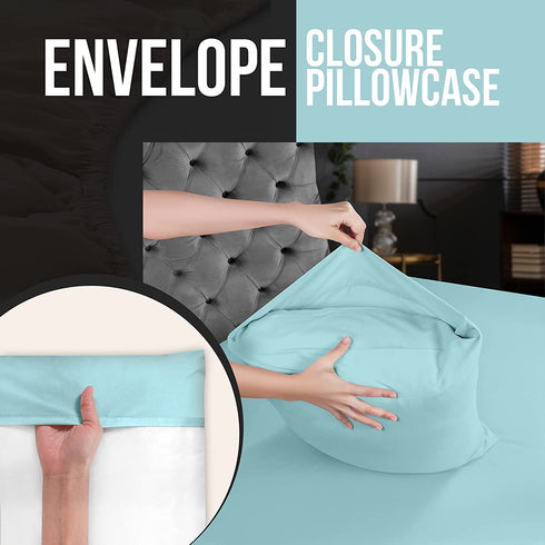 Utopia Bedding Queen Pillowcases - 12 Pack - Bulk Pillowcase Set - Envelope Closure - Soft Brushed Microfiber Fabric - Shrinkage and Fade Resistant Pillow Covers 20 x 30 Inches (Queen, Spa Blue)