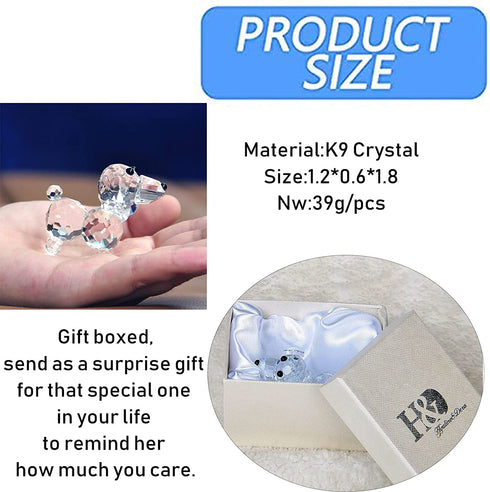 H&D Crystal Cute Dog Figurine Collection Cut Glass Ornament Statue Animal Collectible