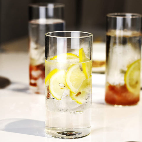 LUXU Drinking Glasses 13 oz, Thin Highball Glasses Set of 4,Elegant Bar Glassware For Water, Juice, Beer, Drinks, and Cocktails and Mixed Drinks,Lead-Free Pint Glasses,Glass Drink Tumblers
