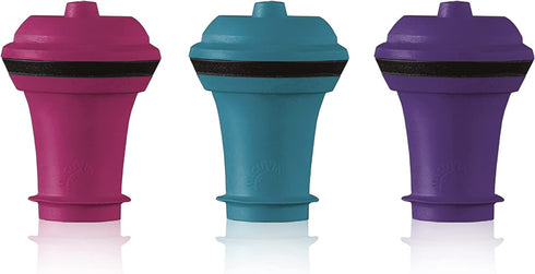 Vacu Vin Wine Saver Vacuum Stoppers Set of 6 Blue/Pink/Purple