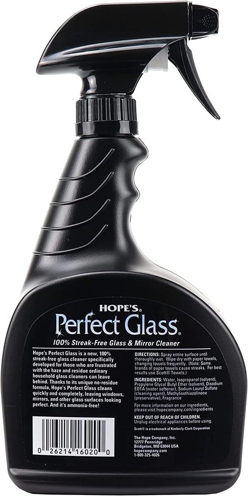 HOPE'S Perfect Glass Cleaning Spray, Window, Stove Top, Mirror Cleaner Streak-Free, Less Wiping, No Residue, Pack of 2, 32 Ounce, 64 Fl Oz