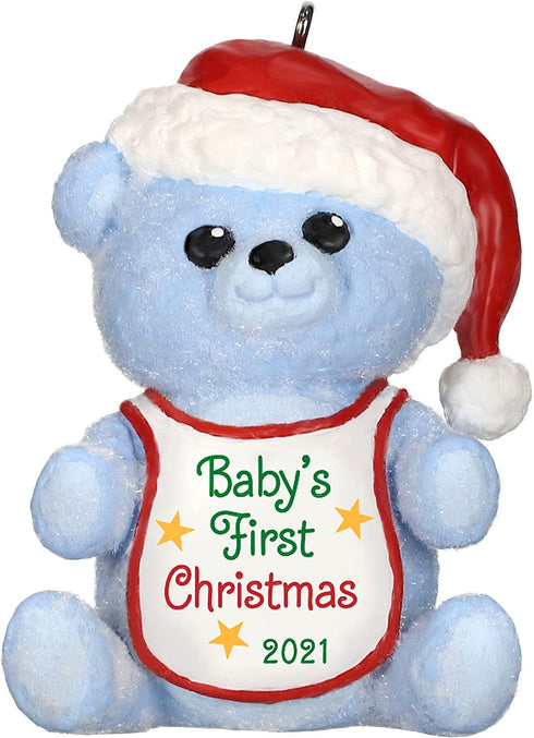 Hallmark Keepsake Christmas Ornament, Year Dated 2021, Baby Boy's First Christmas Blue Bear