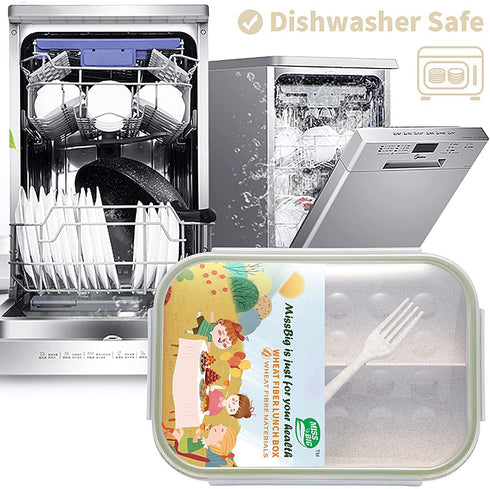 Bento Box,Bento Box Adult Lunch Box,Ideal Leak Proof Lunch Box Containers,Moms Choice Kids Lunch Box,No BPAs and No Chemical Dyes,Microwave and Dishwasher Safe Bento Lunch Box by MISS BIG (White, L)