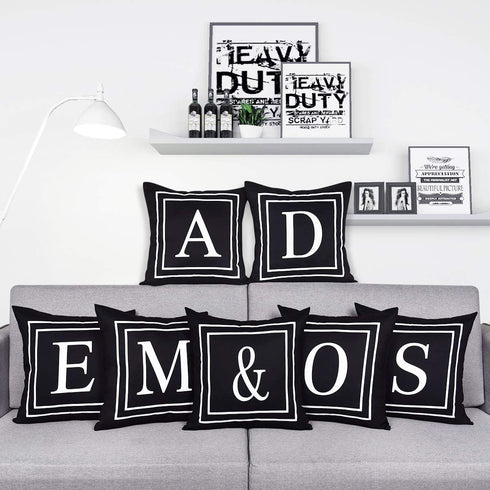 Yastouay Pillow Covers English Alphabet B Throw Pillow Cover Black Throw Pillow Case Modern Cushion Cover for Sofa Bedroom Chair Couch Car (Black, 18 x 18 Inch)