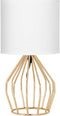 HAITRAL Gold Table Lamp - Modern Style Desk Lamp with Hollowed Out Base Linen Fabric Shade, Small Golden Bedside Lamp for Bedrooms, Living Room