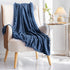 BT.WA Throw Blanket with Pompom Fringe Soft Cozy Flannel Blanket for Couch Sofa Bed Camping Travel Home Decor (Aegean Blue, 51"x63")