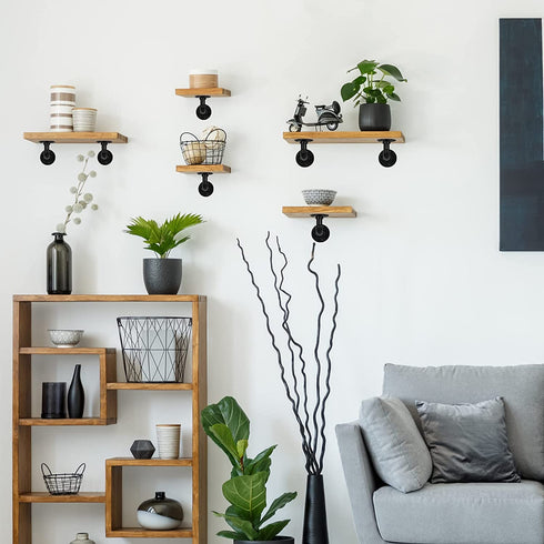 Sunexinlo Industrial Pipe Shelves Brackets, Cast Iron Heavy Duty Elbow Pipe Shelving Brackets, Black (4)