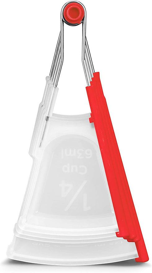 Dreamfarm Levups | Scraping Self-Leveling Measuring Cups | Set of 4 Cups | Red
