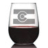 Colorado Flag - Cute Centennial State Stemless Wine Glass, Large 17 oz, Etched Sayings, Gift Box