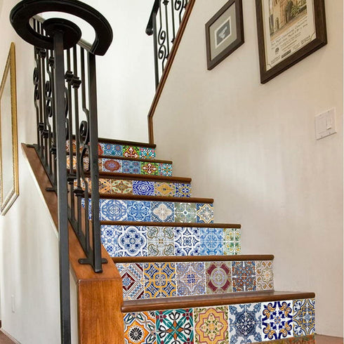 yazi Stair Stickers Decals Peel and Stick Viny Tile Backsplash Stair Brick Pattern Stair Riser Refurbished Stair Treads Decals Removable Staircase murals Christmas Decorate 7''W x 39''L (Set of 6)