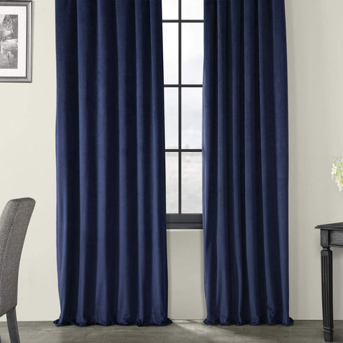 HPD Half Price Drapes VPCH-P Signature Blackout Velvet Curtain (1 Panel), 50 X 120, Union Blue