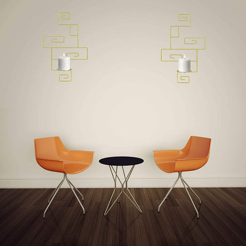 QIKADSEN Wall Candle Sconce Wall Decorations for Living Room, Dining Room, Set of 2 (Gold)