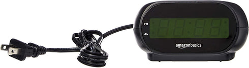 Amazon Basics Small Digital Alarm Clock with LED Display, Nightlight and Battery Backup - 4.5 x 3.5 x 2.4 Inches