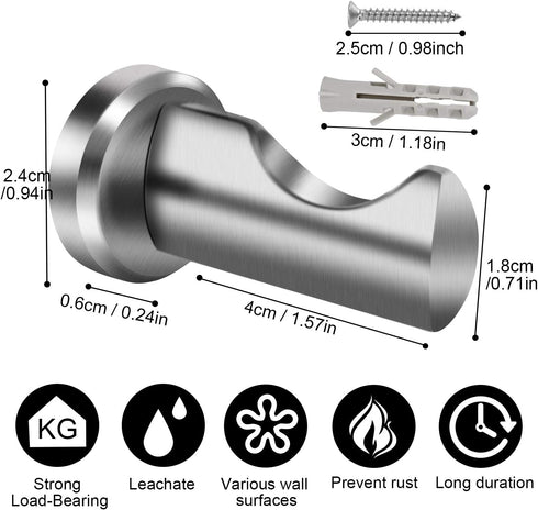 Bath Towel Hooks Brushed Nickel 3 Packs, Modern Wall Mount Bathroom Door Hooks for Hanging Towels Wall Hooks Stainless Steel Heavy Duty Clothes Coat Robe Hand Towel Hook Rack (Brushed Nickel)