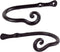RTZEN Decorative Small Curtain Holdbacks - Set of 2 - Wrought Iron Window Drapery Tiebacks - Handmade Rod Drape Tieback Black Hooks - Rot Metal Drapes Hangers - Unique Hand Craft Décor