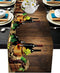Savannan Dining Table Runner, Red Wine Grape Wooden Barrel Rustic Board Plank Long Anti-Skid Burlap Tabletop Decoration Runner for Kitchen, Parties, Banquets, 13"x120"