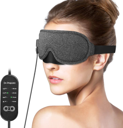 DR.PREPARE Heated Eye Mask, USB Eye Mask for Dry Eyes with Temperature & Timer Control, Earplugs, Warm Eye Compress Heating Pad for Sleep, Dry Eyes, Blepharitis, Dark Circles, MGD and Puffy Eyes