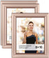 Langdon House 8x10 Picture Frames (Rose Gold, 3 Pack), Contemporary Glam Photo Frames 8 x 10, Wall Mount or Table Top, Celebration Collection