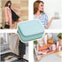 Cute Mini Jewelry Box, Portable Mirror Jewelry Organizer PU Leather Box for Women Girls Gift(Blue)