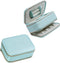 Cute Mini Jewelry Box, Portable Mirror Jewelry Organizer PU Leather Box for Women Girls Gift(Blue)