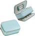 Cute Mini Jewelry Box, Portable Mirror Jewelry Organizer PU Leather Box for Women Girls Gift(Blue)